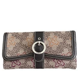 Liz & Company Women’s Trifold Monogram Wallet Canvas & Leather Silver Hd…
